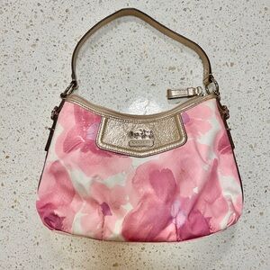 Coach Pink Watercolor Floral Hobo Shoulder Bag
